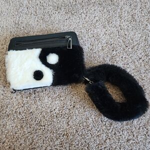 Faux Fur Yin Yang Wristlet Clutch